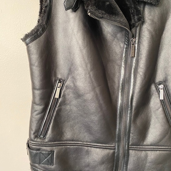 Michael Kors Faux Leather Shearling Vest - Picture 5 of 6